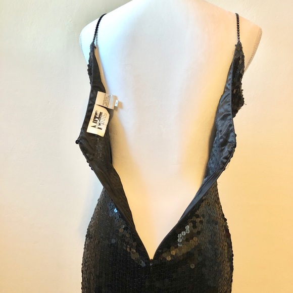 Niteline Black Sequin V Neckline and V Backline Studded Dress Women’s size 8 - Picture 10 of 12